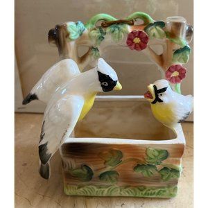 Porcelain Centerpiece with white and yellow birds